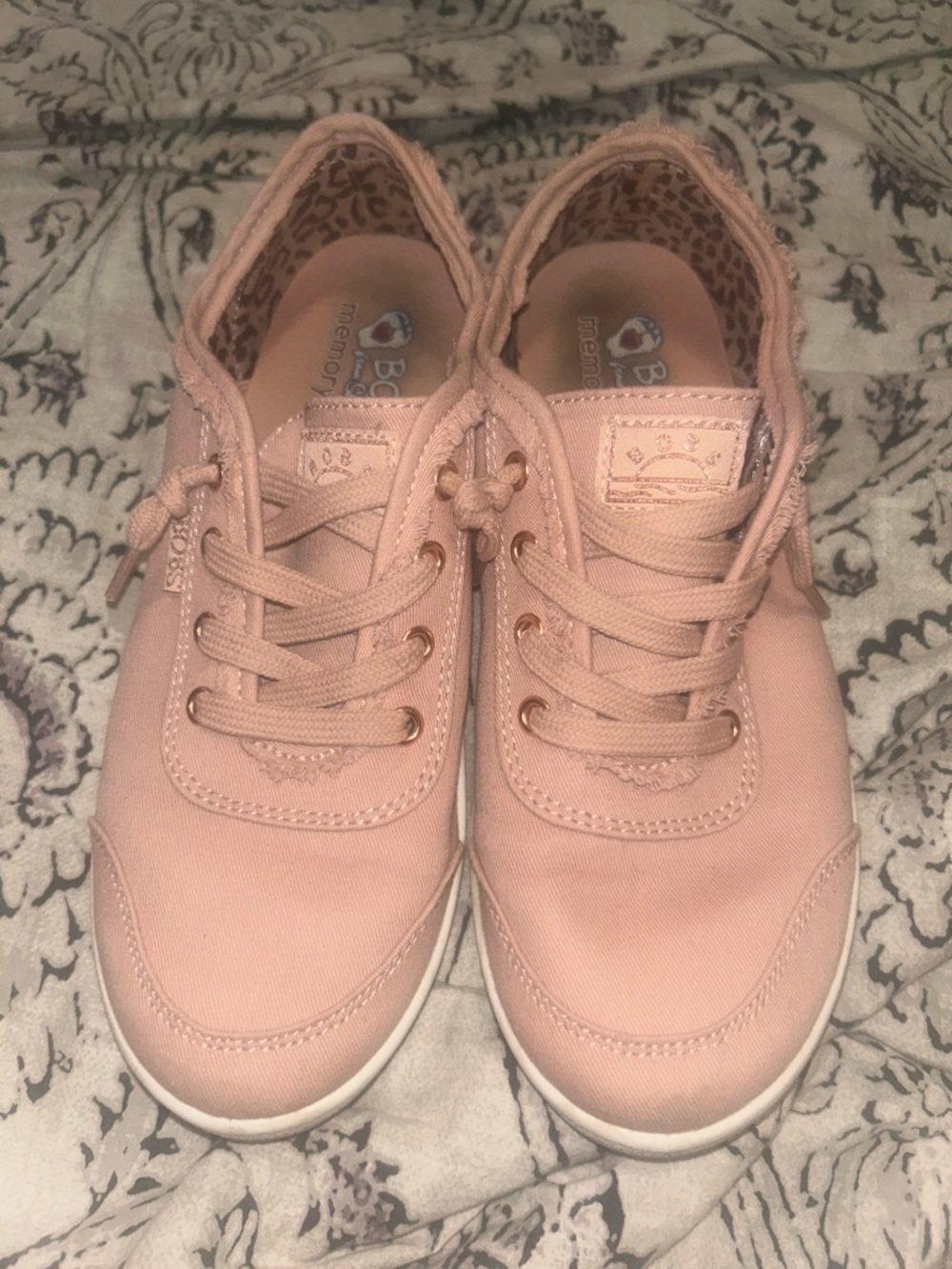 Pink BOBS skechers Women’s Casual memory foam Canvas Sneaker - Blush Pink